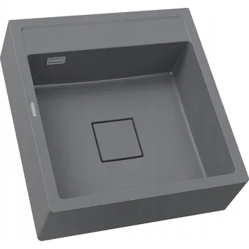 Granitový dřez DŘEZ JEDNOKOMOROVÝ SKANDINÁVSKÝ FARMÁŘSKÝ DŘEZ ŠEDÝ SIFON TAVO