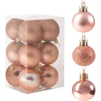 Vánoční dekorace VÁNOČNÍ BAŇKY NA STROMEČEK 6 cm NEROZBITNÉ VÁNOČNÍ KOULE ZLATÉ 12 ks