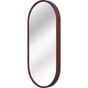 Zrcadlo Zrcadlo do koupelny nástěnné LEJA oválné dřevěné OŘECH 100x48 STYLOVÉ