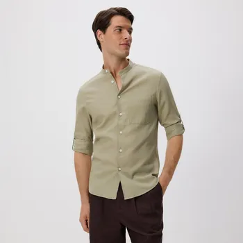 Pánská košile Reserved - Košile slim fit se stojáčkem - světle olivová - 761EH-81X - 761EH-81X-XL