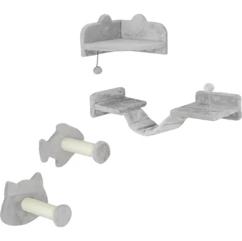 Pelíšek pro kočku PAWHUT Nástěnný pelíšek pro kočky s mostem a škrabadlem 5D béžová