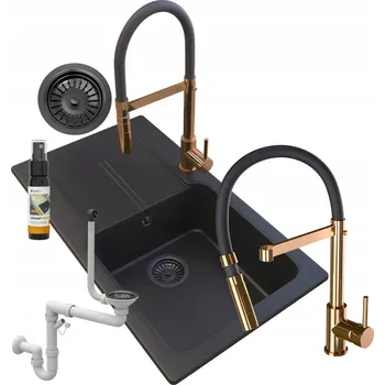 Granitový dřez Jednokomorový dřez Granitan TASOS, černý granit