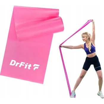 Rehabilitační cvičební guma/páska růžová, odpor 5,4 kg, 2 m DrFit - SILNÁ