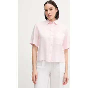 Pánské oblečení Lněná košile Tommy Hilfiger WW0WW44720 růžová 03X, vel. 40