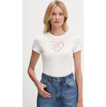 Pánské oblečení Bavlněné tričko Tommy Jeans DW0DW21390 bílá 00X, vel. S