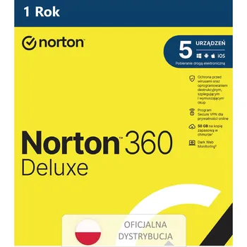 Antivir Antivirus NORTON 360 Deluxe pro 5 PC / 1 rok s Secure VPN (bez nutnosti zadávat platební kartu)