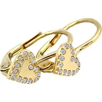 Náušnice Zlaté náušnice srdíčka se zirkony 1,85g