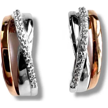 Náušnice Leru Zlaté náušnice s rose gold a zirkony