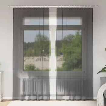 Markýza Voálové záclony s tyčovými kapsami 2 ks černé