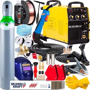 Svářečka INVERTOROVÁ SVÁŘEČKA MAGNUM MIG 200/2 MMA KN ALU IGBT 200A 230V/400V SADA