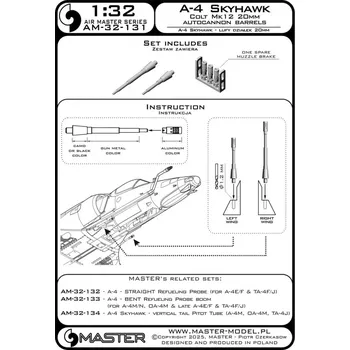 Plastikový model Master 1/32 A-4 Skyhawk Colt Mk12 20mm autocannon barrels