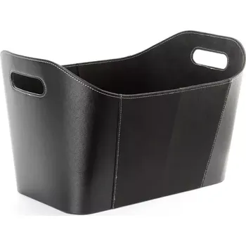 Velký koš na dřevo imitace kůže 35 x 40 x 55 cm - černý