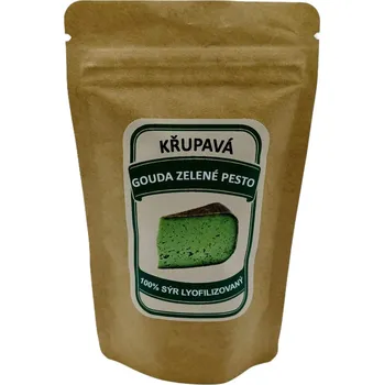 Křupavý sýr Gouda se Zeleným pestem 20g (Křupavý sýr do kapsy lyofilizovaný 100% sýr)