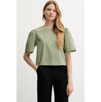 Dámská halenka Bavlněná halenka United Colors of Benetton dámská, zelená barva, hladká, 5AC7DQ0BP 97X, vel. L