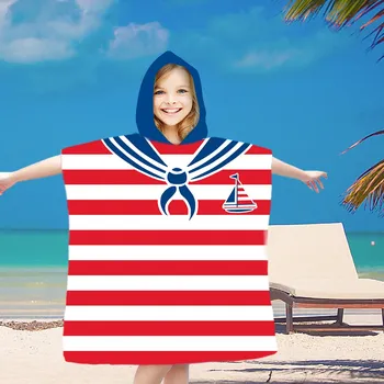 Dětské pončo SAILOR bílo-červené 60x90 cm