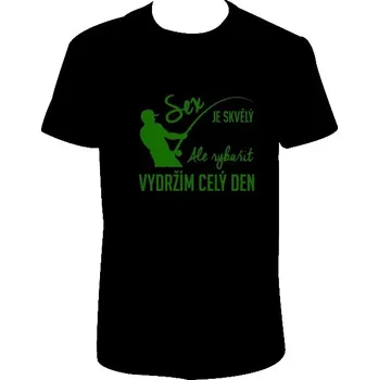 Pánské tričko Sportcarp Tričko pánské černé Sex je skvělý, ale rybařit vydržím celý den Velikost: M