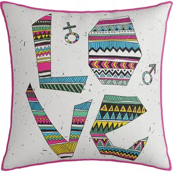 Povlak na dekorativní polštářek Dekorační povlak na polštář 43x43 se sametovým lemem VELVET, motiv LOVE