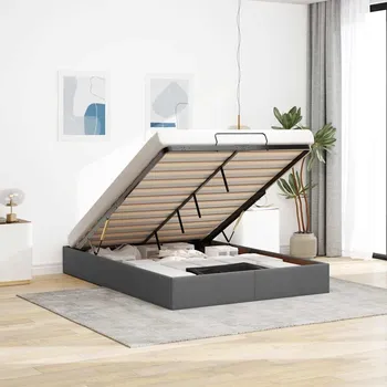 Postel Osmanský rám postele bez matrací tmavě šedá 140x200 cm textil