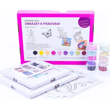 kreativní sada PÍSKOVACÍ SADA se skleněnými klipy (princezna, motýl, kočka, jednorožec)