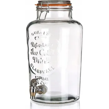 Sklenice Skleněná ZAVAŘOVACÍ SKLENICE s kohoutkem NA NÁPOJE, limonádu 7 L, velká, do domu i na zahradu