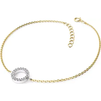 Náramek Dámský náramek žluté zlato 585/1000 přírodní diamant G/SI kroužkem osázeným 10981-NR01-ZLB délka 19 cm