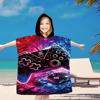 Textilomanie Dětské pončo GAMES modrá 60x90 cm