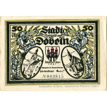 Sběratelství DÖBELN. 50 Pfennig 1921. 4x.