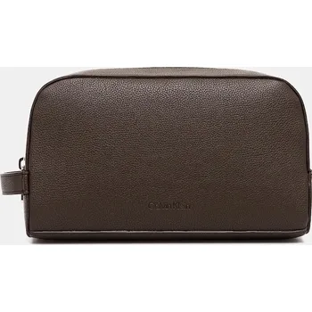 Kožená kosmetická taška Calvin Klein hnědá barva, LV04D1036G