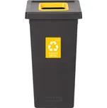 Odpadkový koš na tříděný odpad Fit Bin black 75 l, žlutý - plast