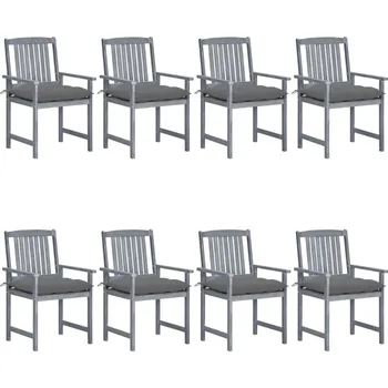 Zahradní židle s poduškami 8 ks masivní akáciové dřevo šedé