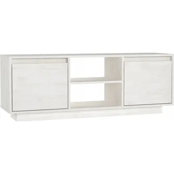 Komoda HiFi skříňka bílá z masivního borovicového dřeva 110x30x40 cm