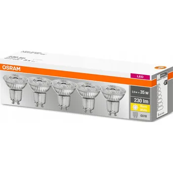 Žárovka 5 ks LED žárovka GU10 2,6W = 35W 230 lm 2700K teplá bílá 36° OSRAM Base