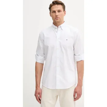 Pánská košile Bavlněná košile Tommy Hilfiger pánská, bílá barva, regular, s límečkem button-down, MW0MW39437 00X, vel. XL