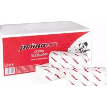 Papírový ručník PrimaSoft ZZ ručníky extra bílé, 2 vrstvy, 24 x 21 cm, celulóza, 3200 ks