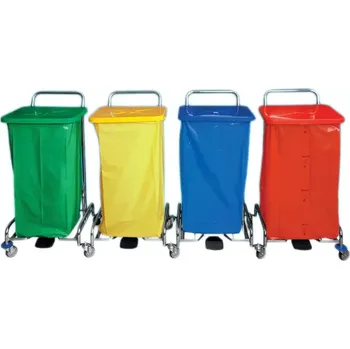 Odpadkový koš Úklidový vozík - Pedal Bag IV, 4x pytel 120 l, výklopné víko na pedál