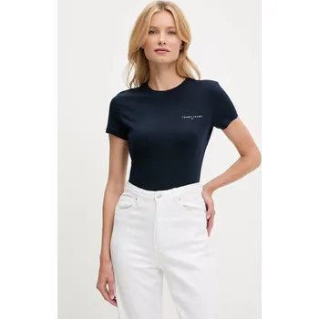 Bavlněné tričko Tommy Jeans dámské, tmavomodrá barva, DW0DW21164 59X, vel. XS