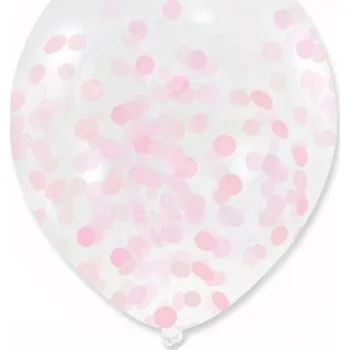 Balónek Latexové průhledné balónky s růžovým konfetti 30cm 3ks