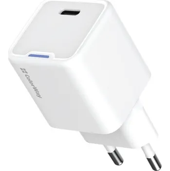 Datový kabel COLORWAY 1x USB-C/ síťová nabíječka/ GaN/ PD/ PPS/ 25W/ Bílá