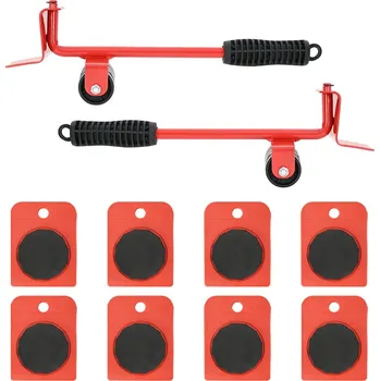 Pojezdové kolečko Nábytkové kolečka 8 ks se zvedáky červená 9,8x7,5x3 cm 150 kg