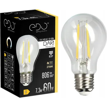 Žárovka Dekorativní LED žárovka E27 A60 Čirá 7,3W 2700K teplá bílá 806lm EDO