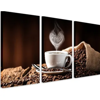 Obraz Obrazy na zeď do kuchyně jídelny Kávová zrna šálek srdce 60x120