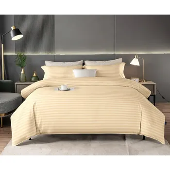 Povlečení Dvoudílné ložní povlečení, jednolůžko - Jemné proužky Meruňka