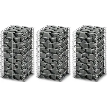 Plot Sada gabionů 3 ks pozinkovaný drát 25 x 25 x 50 cm