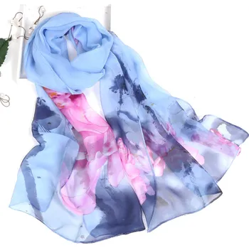 Šála B-TOP Dámský elegantní šátek - modrá/ růžová