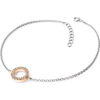 Náramek Dámský náramek bílé zlato 585/1000 přírodní diamant G/SI kroužkem osázeným 10981-NR01-BCV délka 20 cm