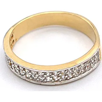 Prsten Zlatý prsten s pruhy zirkonů dvě barvy zlata 2,45g