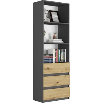 Knihovna Regál Framire 60 cm x 180 cm x 30 cm antracit, dub artisan