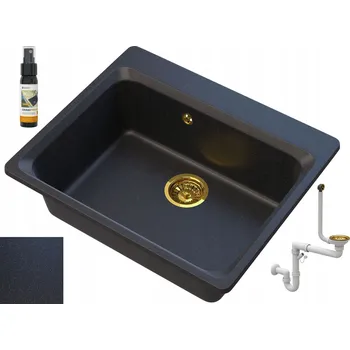 Granitový dřez Jednokomorový granitový dřez Granitan ZANTE ZŁOTY černá granitová barva