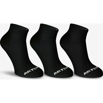 Pánské ponožky ARTENGO Polovysoké tenisové ponožky RS100 černé 3 páry 35/38 ČERNÁ