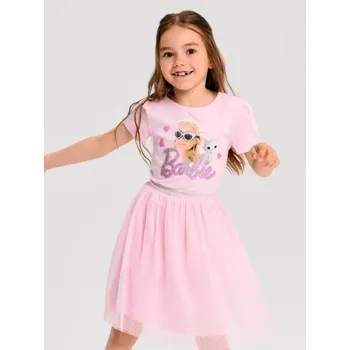 Dívčí oblečení Sinsay - Šaty s tylovou sukní Barbie - růžová - 809EV-30X - 809EV-30X-140